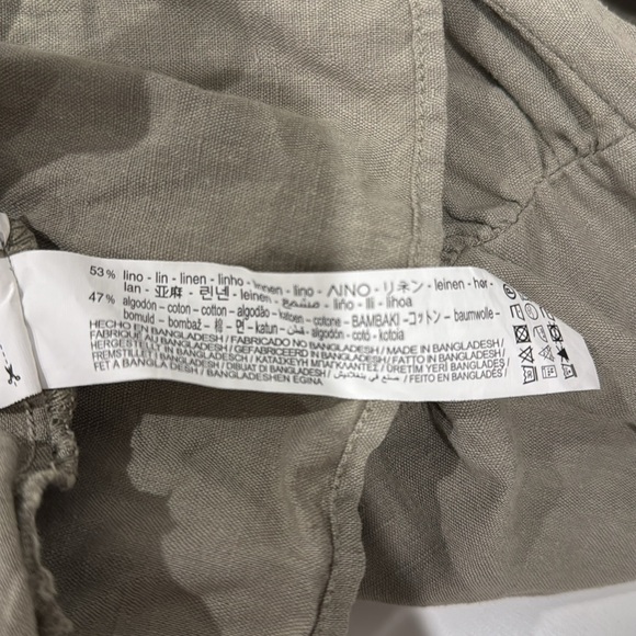 Zara Green Tiered Ruffled linen dress - Picture 4 of 8